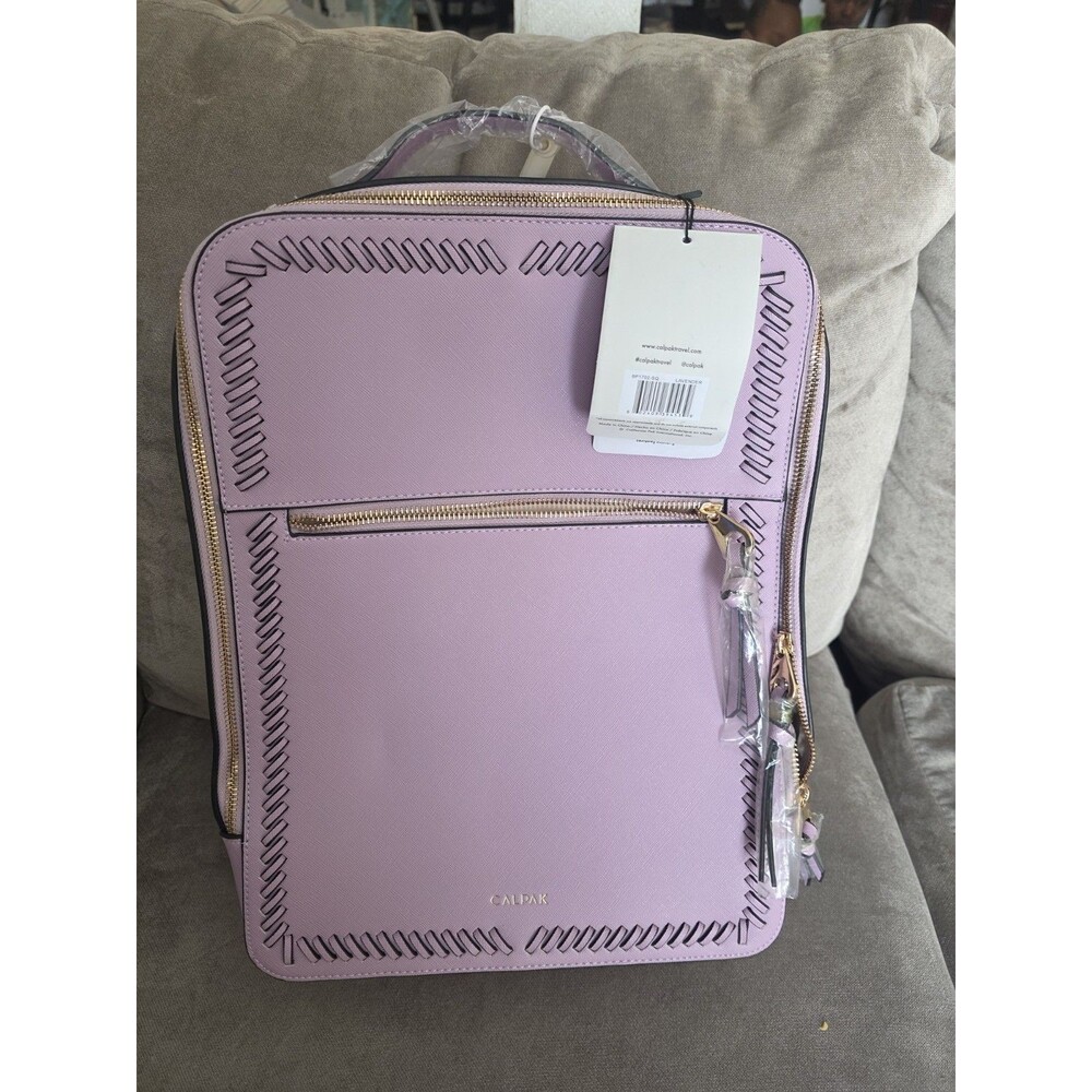 CALPAK Kaya 15" Laptop Backpack Lavender Vegan Leather Travel Work Bag NEW - Picture 8 of 11